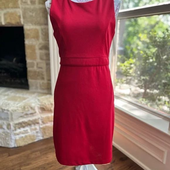 Forever 21 Red Sleeveless Knee Length Dress Size L - Picture 4 of 7